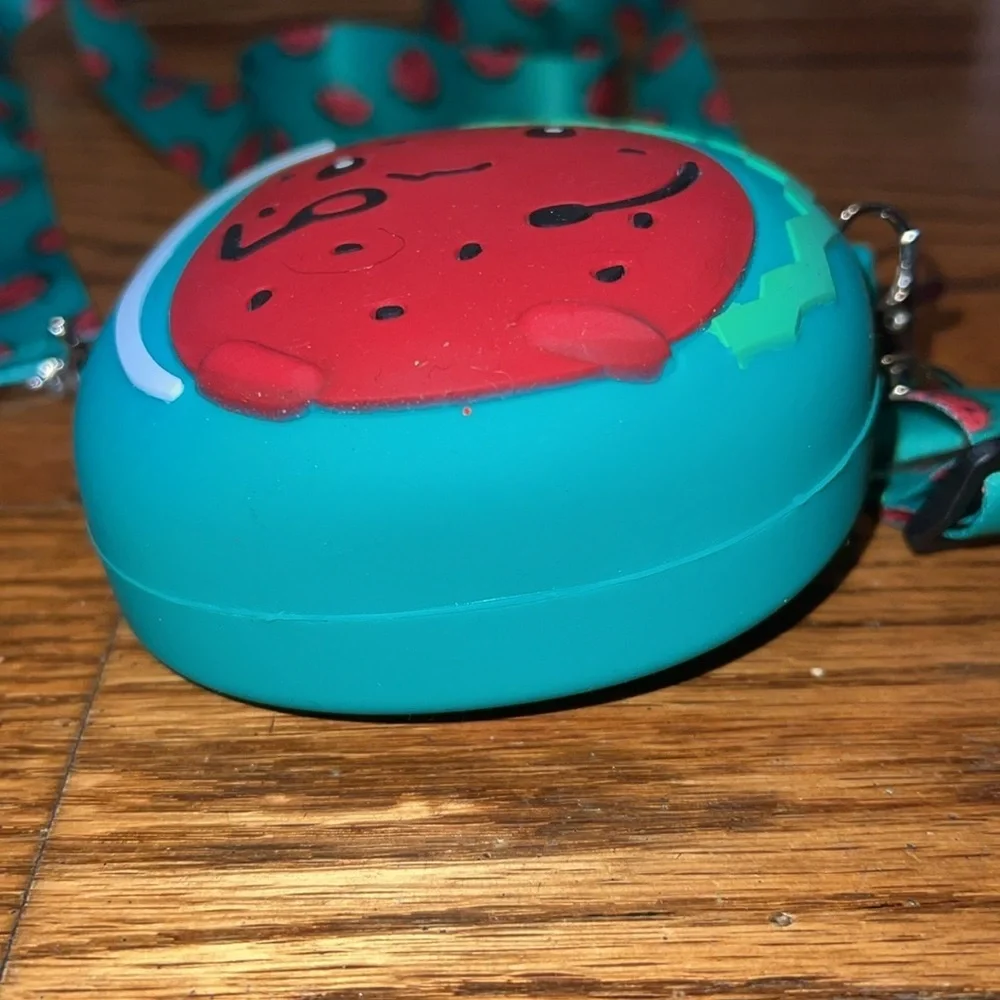 Watermelon silicone crossbody purse with detachable strap. New!
